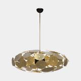 Boca do Lobo Newton Eliptic Suspension Lamp in carved gold plated brass, available from Touched Interiors UK