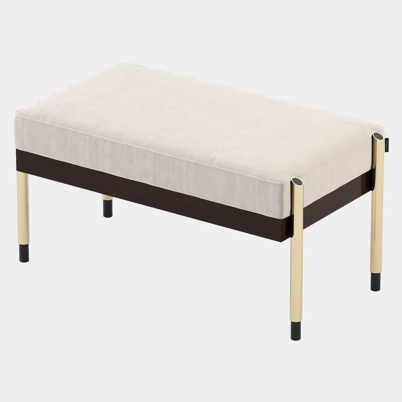 Brown Oak Luxo Bench with Golden Legs