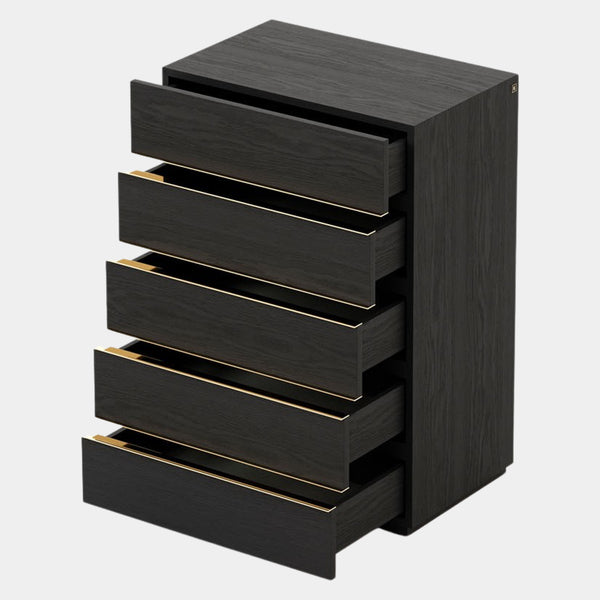 Cocoon Luxury Tallboy with Polished Gold Detailing