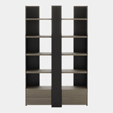 De Oliveira Aged Oak Bookshelf with Folding Hidden Storage