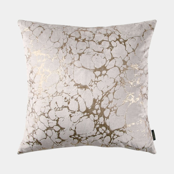 Ara Rose Gold Cushion Featuring Dramatic Marble Effect and Luxurious Faux Silk Finish.