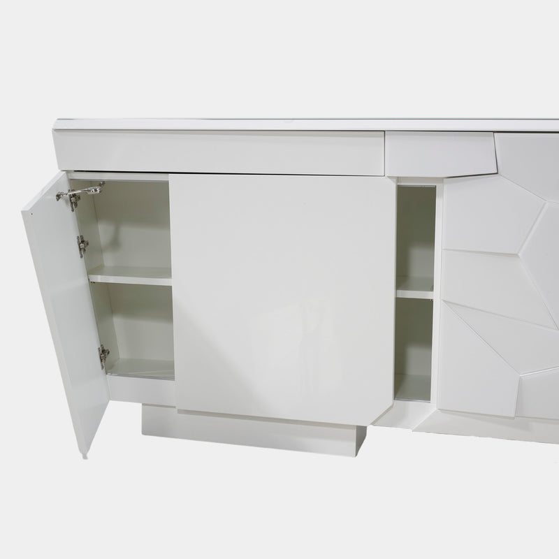 OurSense White High Gloss Tortoise Sideboard
