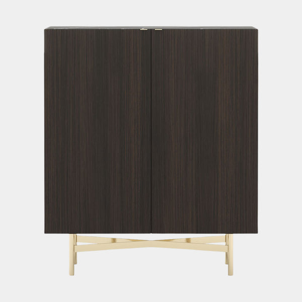 Giorgio Cabinet with Nero Marquina Marble & Crossbar Legs