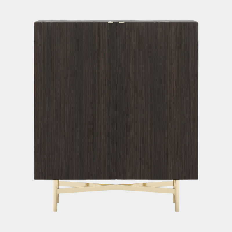 Giorgio Cabinet with Nero Marquina Marble & Crossbar Legs