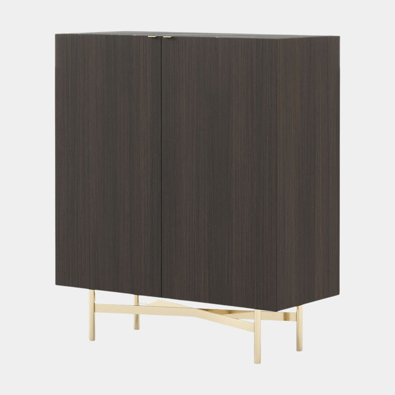Giorgio Cabinet with Nero Marquina Marble & Crossbar Legs