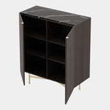 Giorgio Cabinet with Nero Marquina Marble & Crossbar Legs