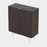 Giorgio Cabinet with Nero Marquina Marble & Crossbar Legs