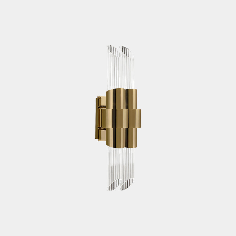 Gold & Crystal Fireplace Sconce with Ribbed Design - Celeste