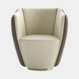 Heavenly Tulip Petal Tub Chair: ivory velvet seat with diamond-quilted taupe outer shell (Cat A Quilted), polished brass base