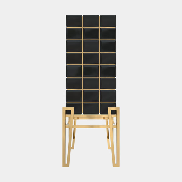Hive Black Lacquer & Golden Brass Luxury Bar Cabinet