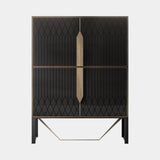 Italian Rocco Cabinet with Metal Detailing, Matt Lacquer or Wood Veneer
