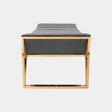 Liberty Ottoman with Golden Brass & Grey Velvet