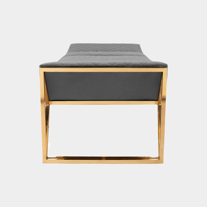 Liberty Ottoman with Golden Brass & Grey Velvet