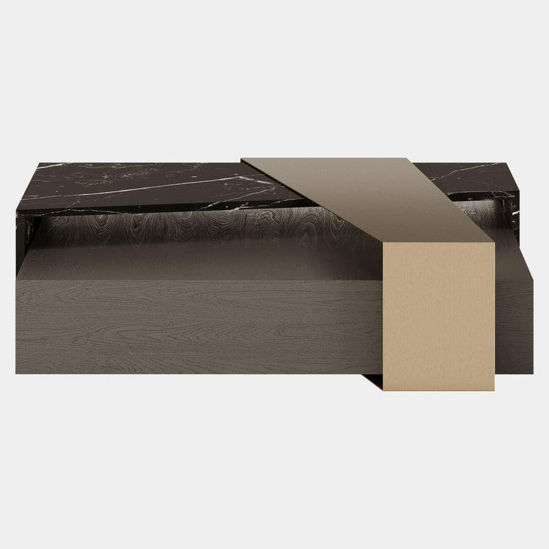 The Private Label Philip Centre Table with Luxe Oak Marble & Brushed Brass