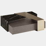 The Private Label Philip Centre Table with Luxe Oak Marble & Brushed Brass