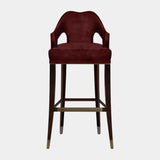 Luxurious Upholstered Cotton Velvet Aged Brass Bar Chair