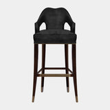 Luxurious Upholstered Cotton Velvet Aged Brass Bar Chair