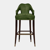 Luxurious Upholstered Cotton Velvet Aged Brass Bar Chair