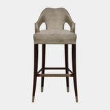 Luxurious Upholstered Cotton Velvet Aged Brass Bar Chair