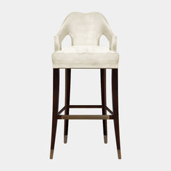 Luxurious Upholstered Cotton Velvet Aged Brass Bar Chair
