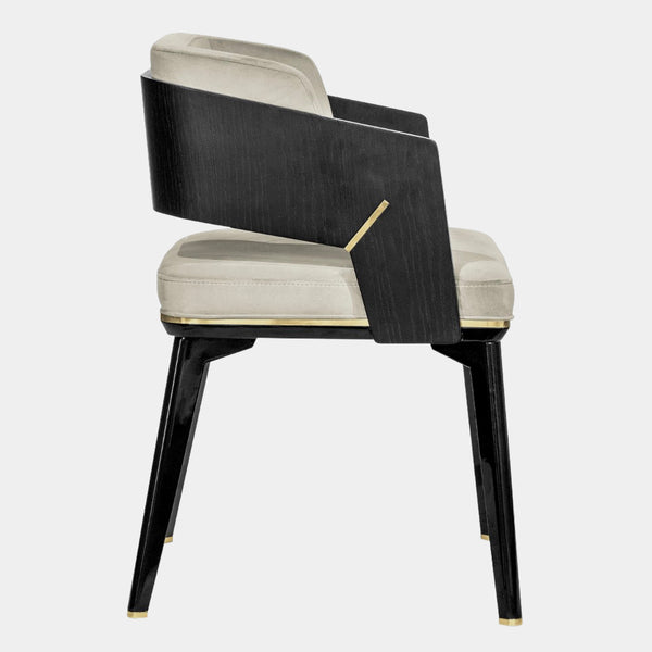 Marcellus Upholstered Dining Chair with Polished Brass