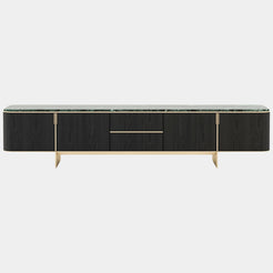 Marino Forest Green Marble TV Cabinet with Golden Detailing