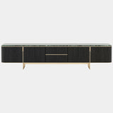 Marino Forest Green Marble TV Cabinet with Golden Detailing