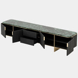 Marino Forest Green Marble TV Cabinet with Golden Detailing
