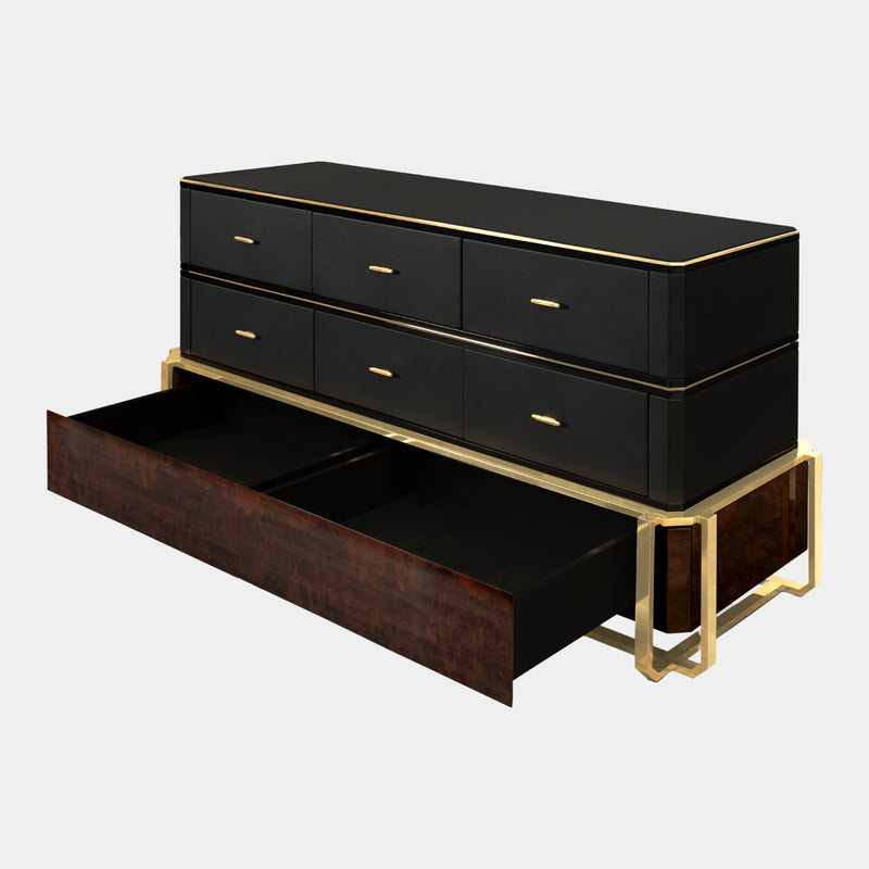 Monticello Walnut Root & Golden Brass Dresser