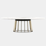 Nobre Marble Dining Table with Cylindrical-Shaped Base