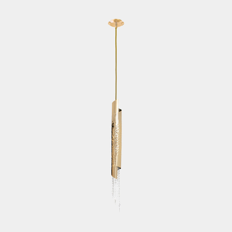 Penthouse Asfour Crystal Hammered Gold Pendant Light
