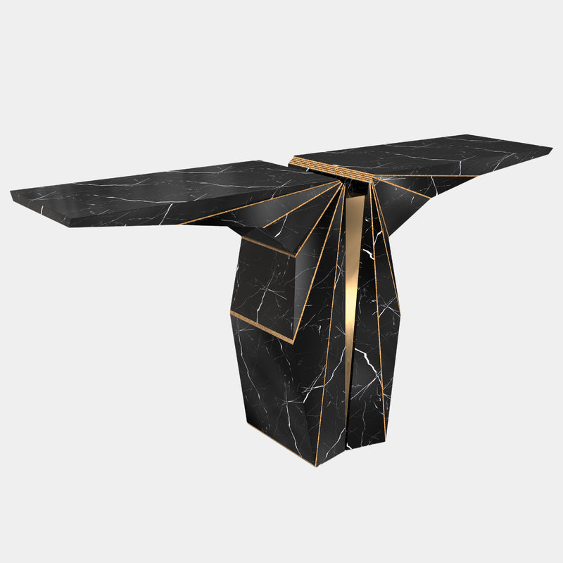Gabriel Wing Console Table with Golden Detailing