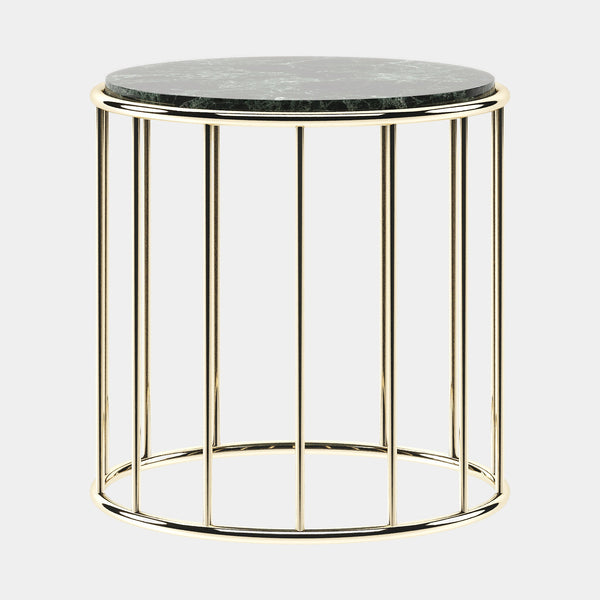 Round Verde Issorie Polished Marble Side Table