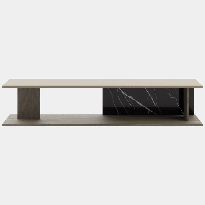 Superiore Nero Marquina Luxury Media Unit with Smoked Oak Wood