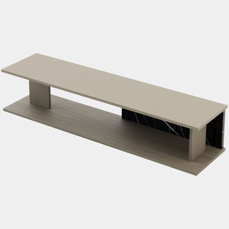 Superiore Nero Marquina Luxury Media Unit with Smoked Oak Wood