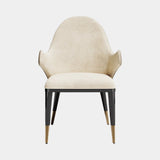 The Conchita Quilted Dining Chair: ivory velvet with quilted back (Cat A Quilted), black legs with polished brass caps