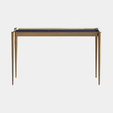 Luxury burnished brass console table with slim tapering legs and inset top