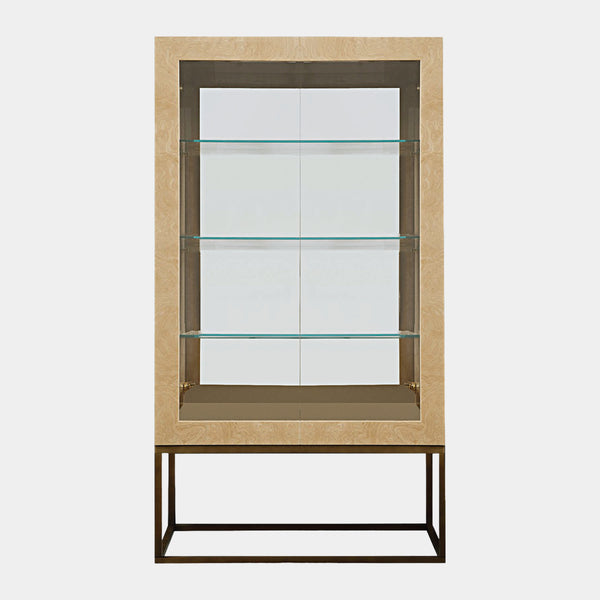 Touched D Gloss Myrtle Burl & Mirrored Showcase Cabinet