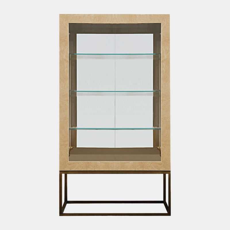Touched D Gloss Myrtle Burl & Mirrored Showcase Cabinet