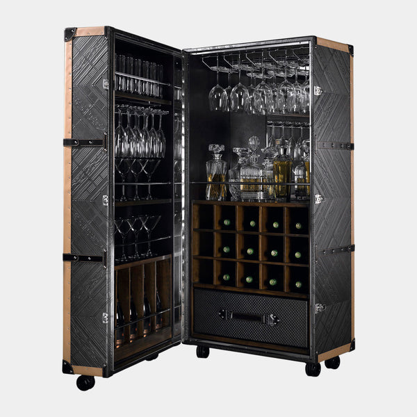 Traveller Special Edition Leather & Walnut Cocktail Bar Cabinet