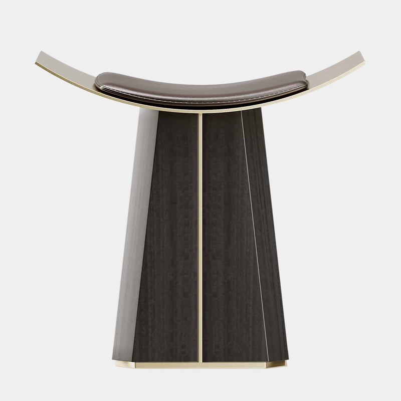The Private Label Siza Stool in Walnut Leather & Polished Brass