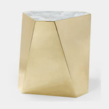 White Crystal Stone Hexagonal Side Table in white crystal stone and Majestic Gold